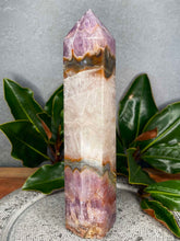 Load image into Gallery viewer, Crazy Lace Agate With Amethyst Crystal Tower
