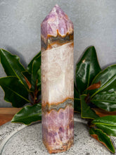 Load image into Gallery viewer, Crazy Lace Agate With Amethyst Crystal Tower
