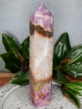 Load image into Gallery viewer, Crazy Lace Agate With Amethyst Crystal Tower
