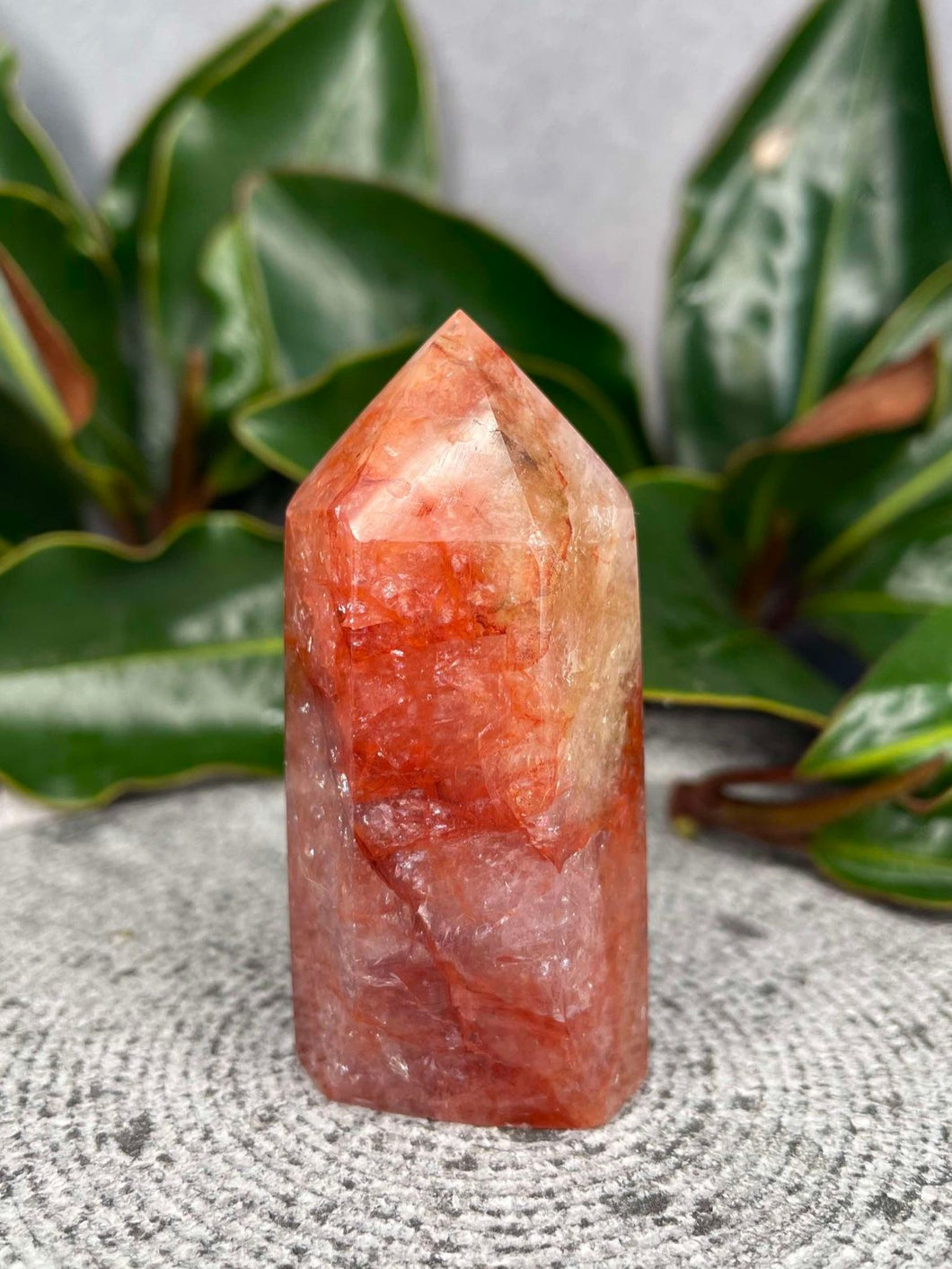 Beautiful Fire Quartz Hematoid Crystal Tower Point