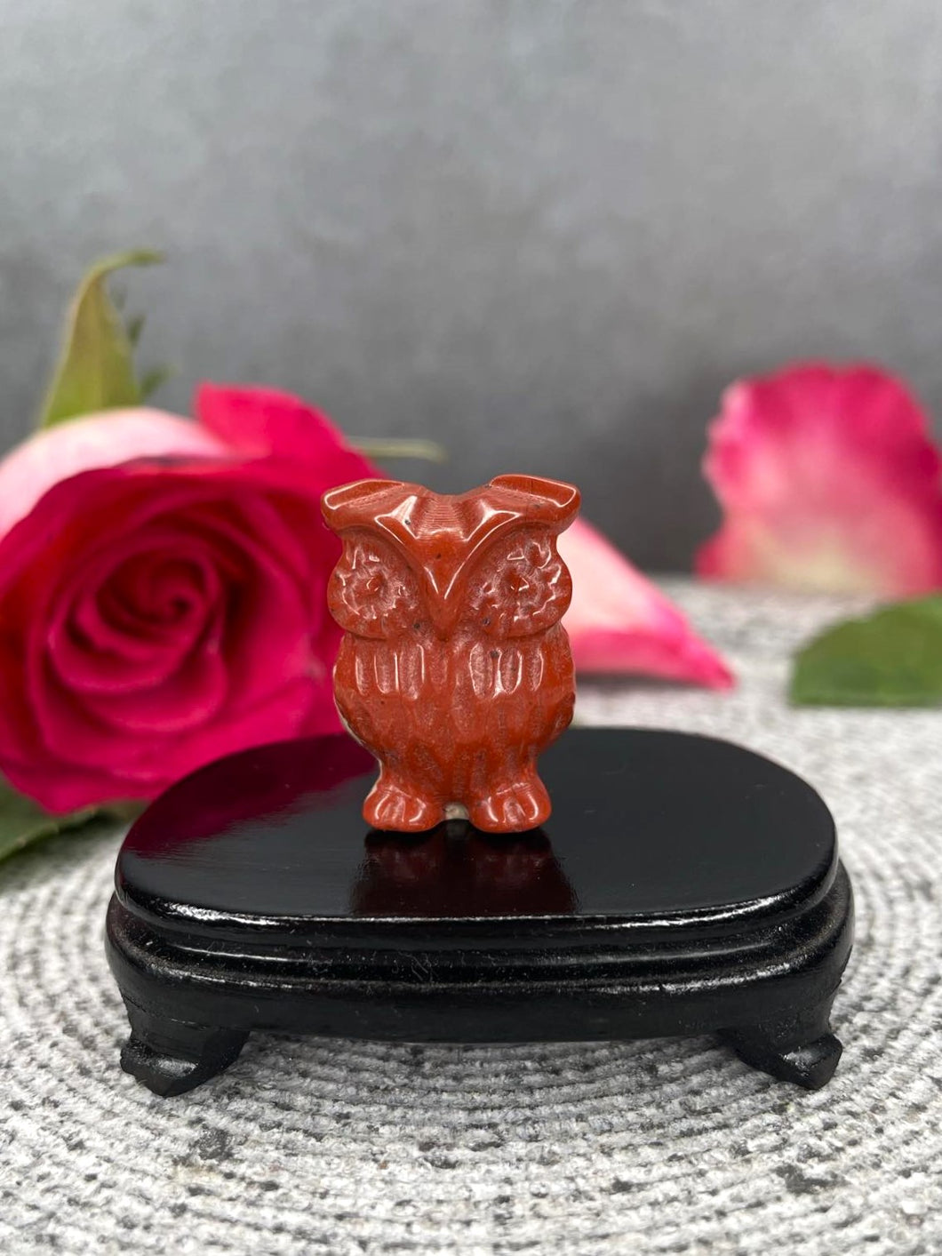 Red Jasper Owl Crystal Carving