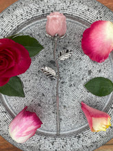 Load image into Gallery viewer, Pink Opal Rose Crystal Carving With Silver Stem
