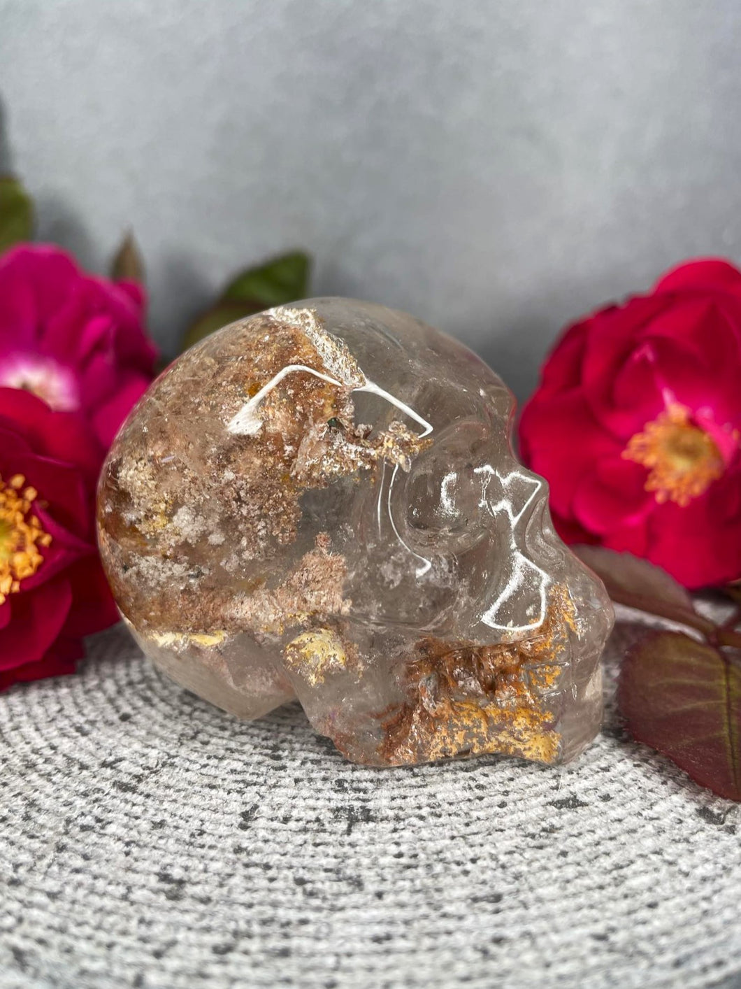 Beautiful Garden Quartz Crystal Skull Carving