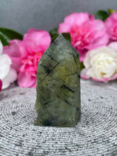Load image into Gallery viewer, Powerful Prehnite Crystal Tower Point Freeform With Raw Druzy
