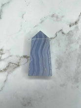 Load image into Gallery viewer, Serene Blue Lace Agate Crystal Tower Point 1pc
