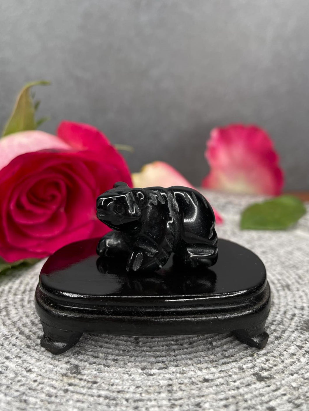 Black Obsidian Crystal Bear Carving