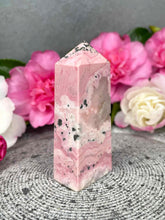 Load image into Gallery viewer, Beautiful Peruvian Pink Rhodonite Crystal Tower Point
