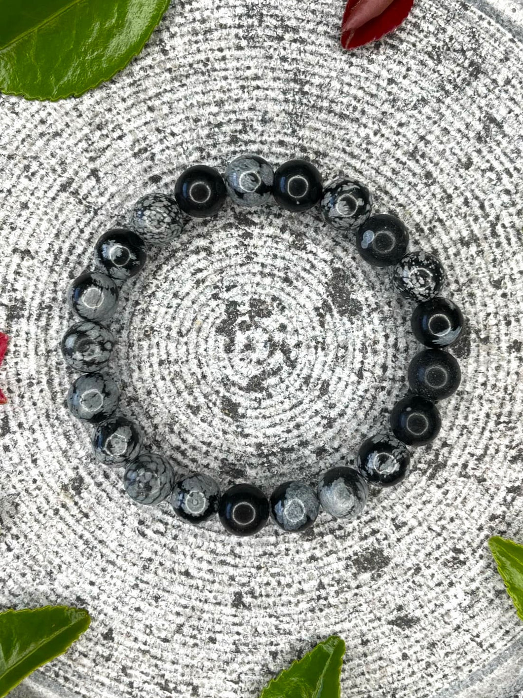 Natural Snowflake Obsidian Crystal Stone Bracelet