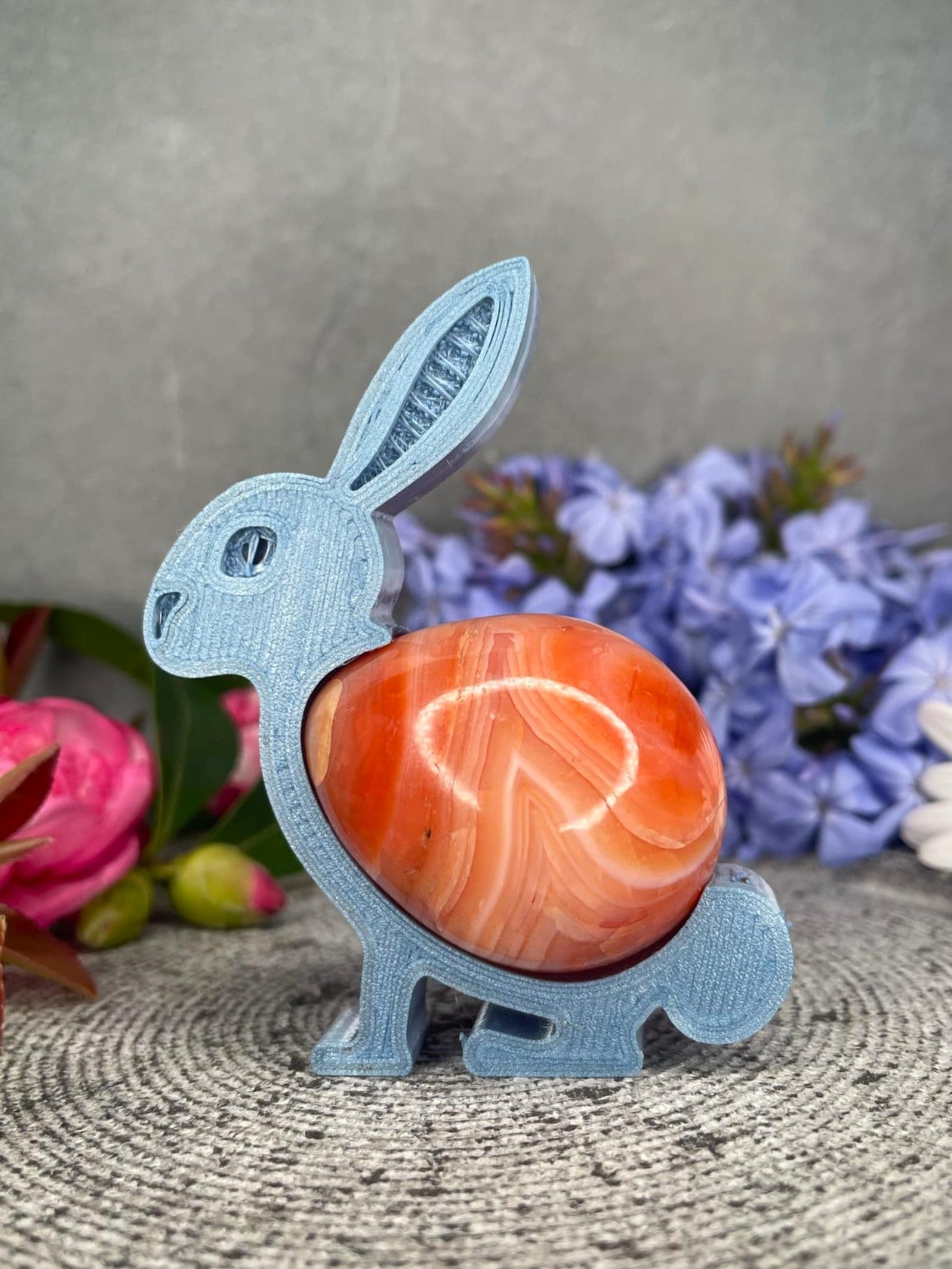 Amazing Rabbit Carnelian Crystal Egg Carving With Adorable Easter Bunn ...