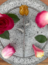 Load image into Gallery viewer, Beautiful Golden Healer Rose Crystal Carving With Silver Stem
