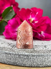 Load image into Gallery viewer, Small Rhodochrosite Crystal Tower Point
