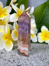 Load image into Gallery viewer, Beautiful Mexican Crazy Lace Agate Amethyst Crystal Tower Point
