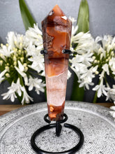 Load image into Gallery viewer, Fiery Carnelian Crystal Wand With Black Stand
