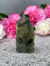 Load image into Gallery viewer, Powerful Prehnite Crystal Tower Point Freeform With Raw Druzy
