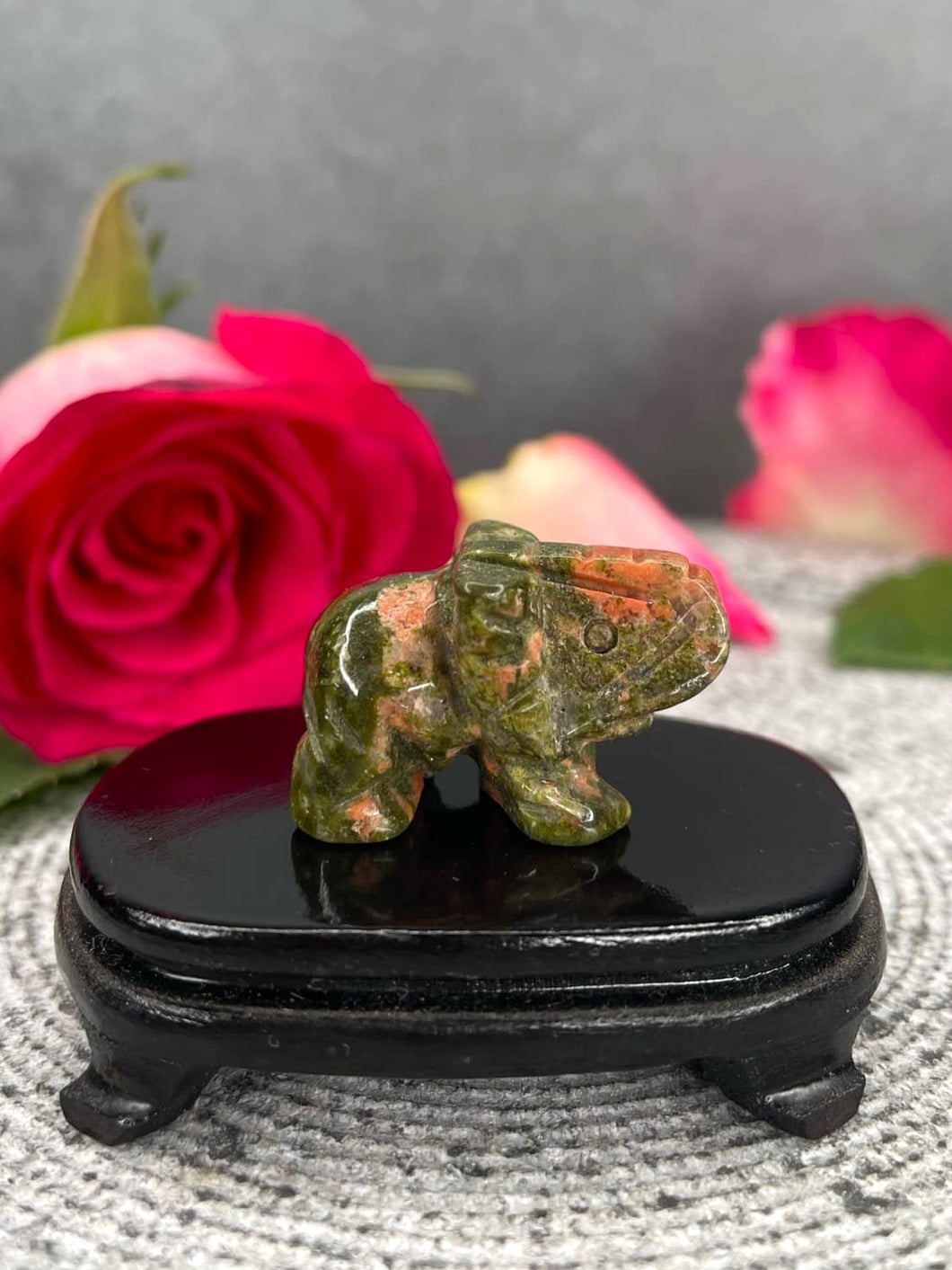 Unakite Crystal Elephant Carving