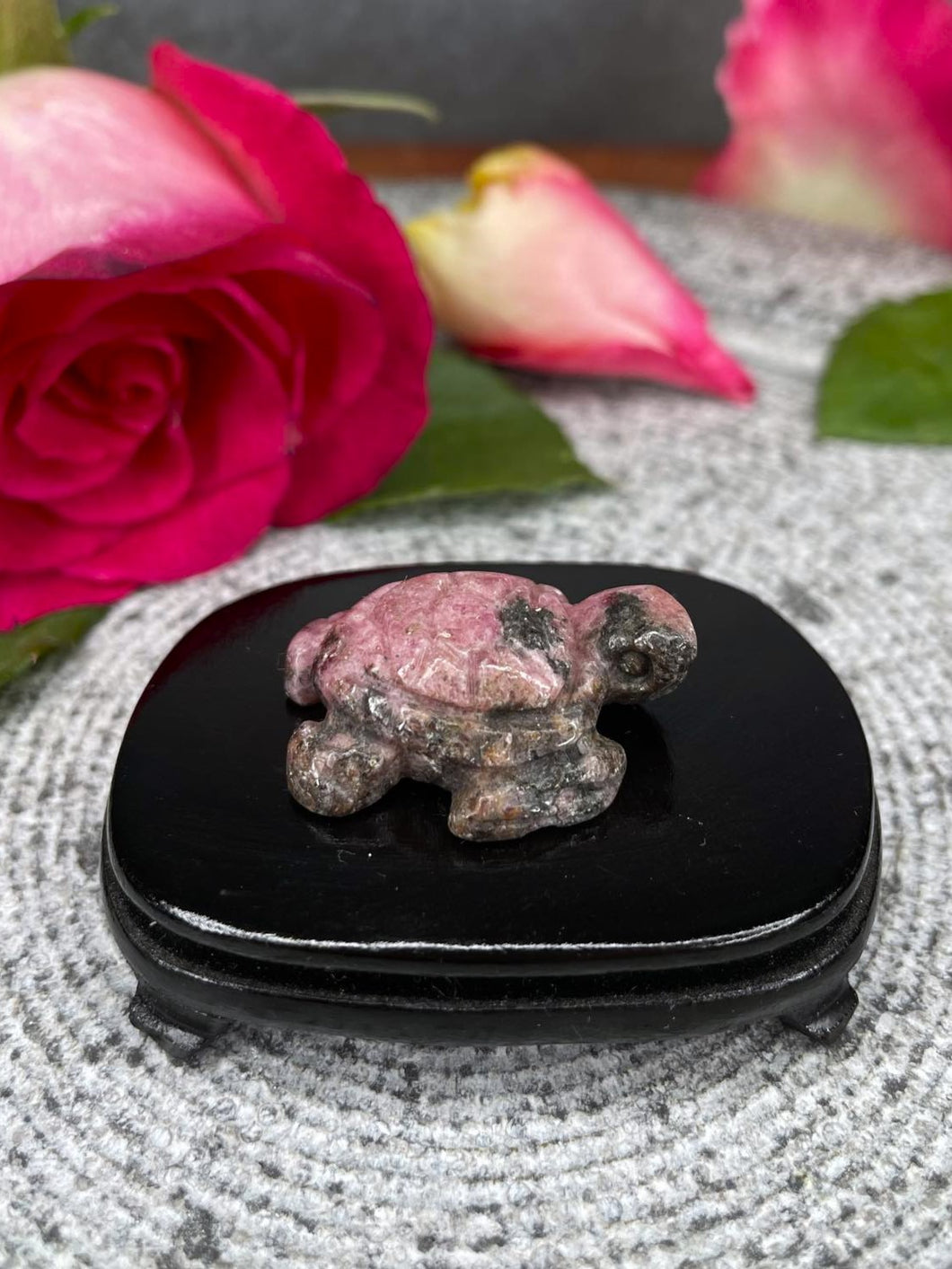 Rhodonite Crystal Turtle Carving