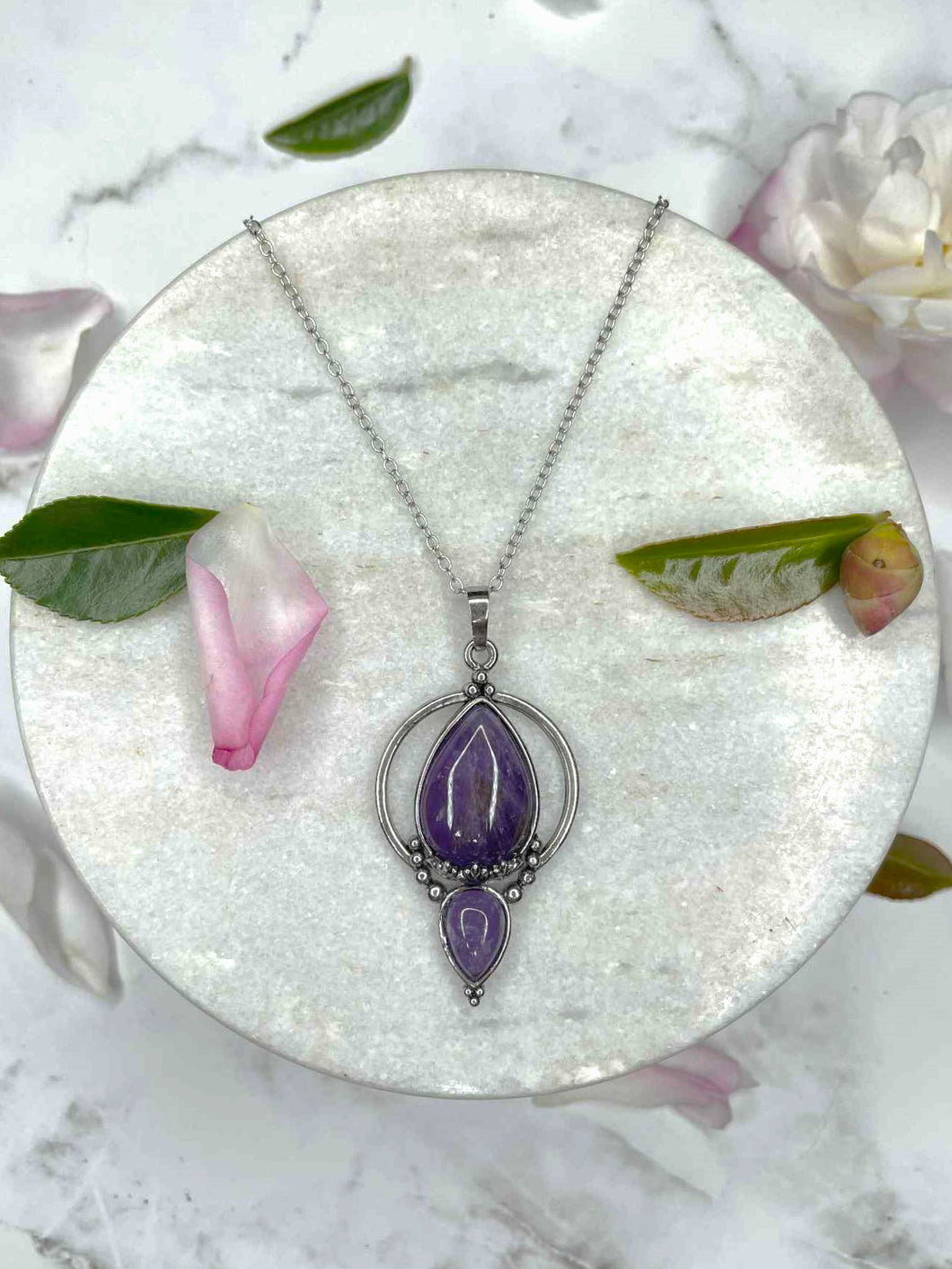 Amethyst Crystal Pendant Necklace