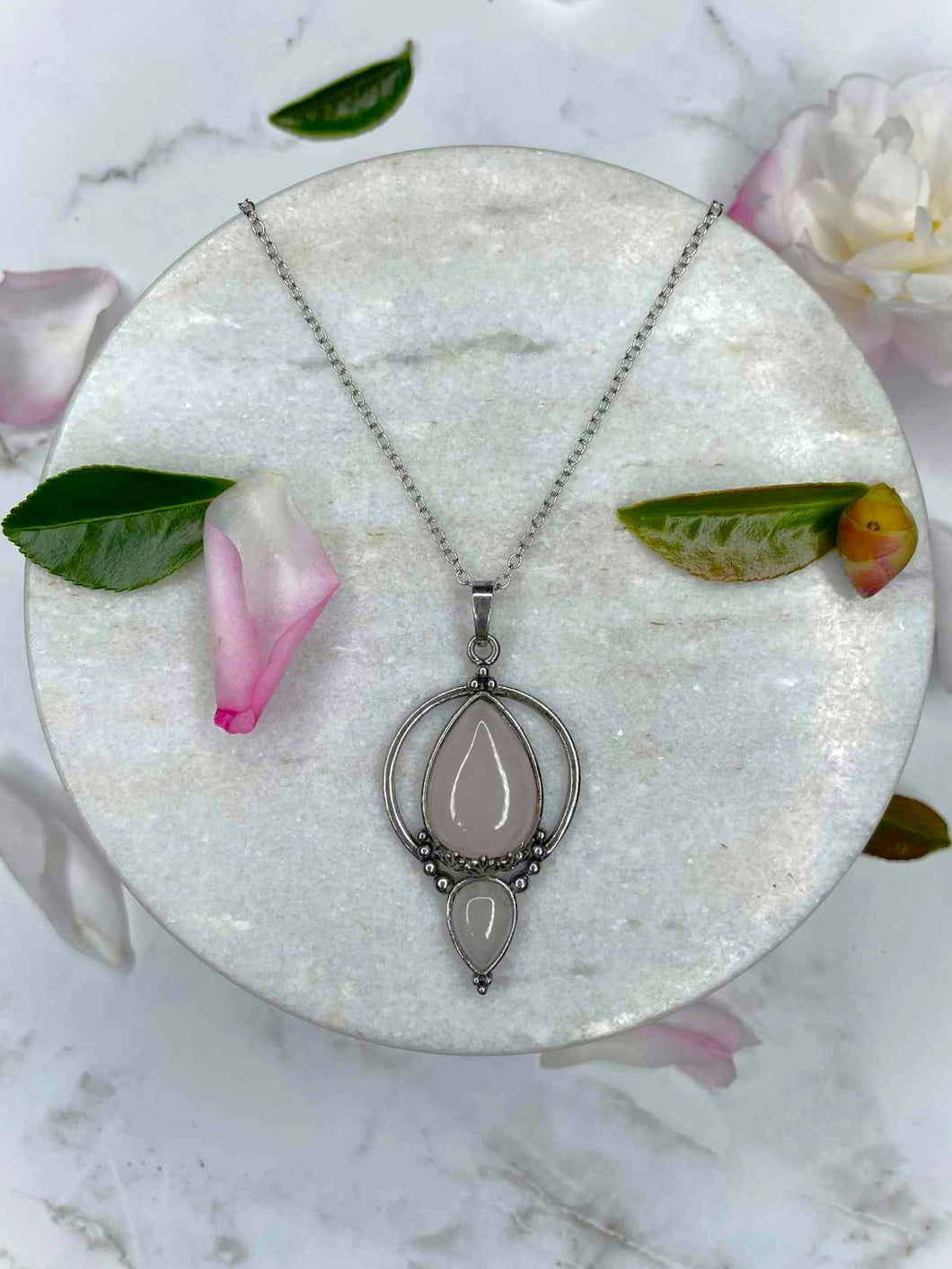Rose Quartz Crystal Pendant Necklace