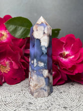 Load image into Gallery viewer, Peaceful Blue Flower Agate Crystal Tower
