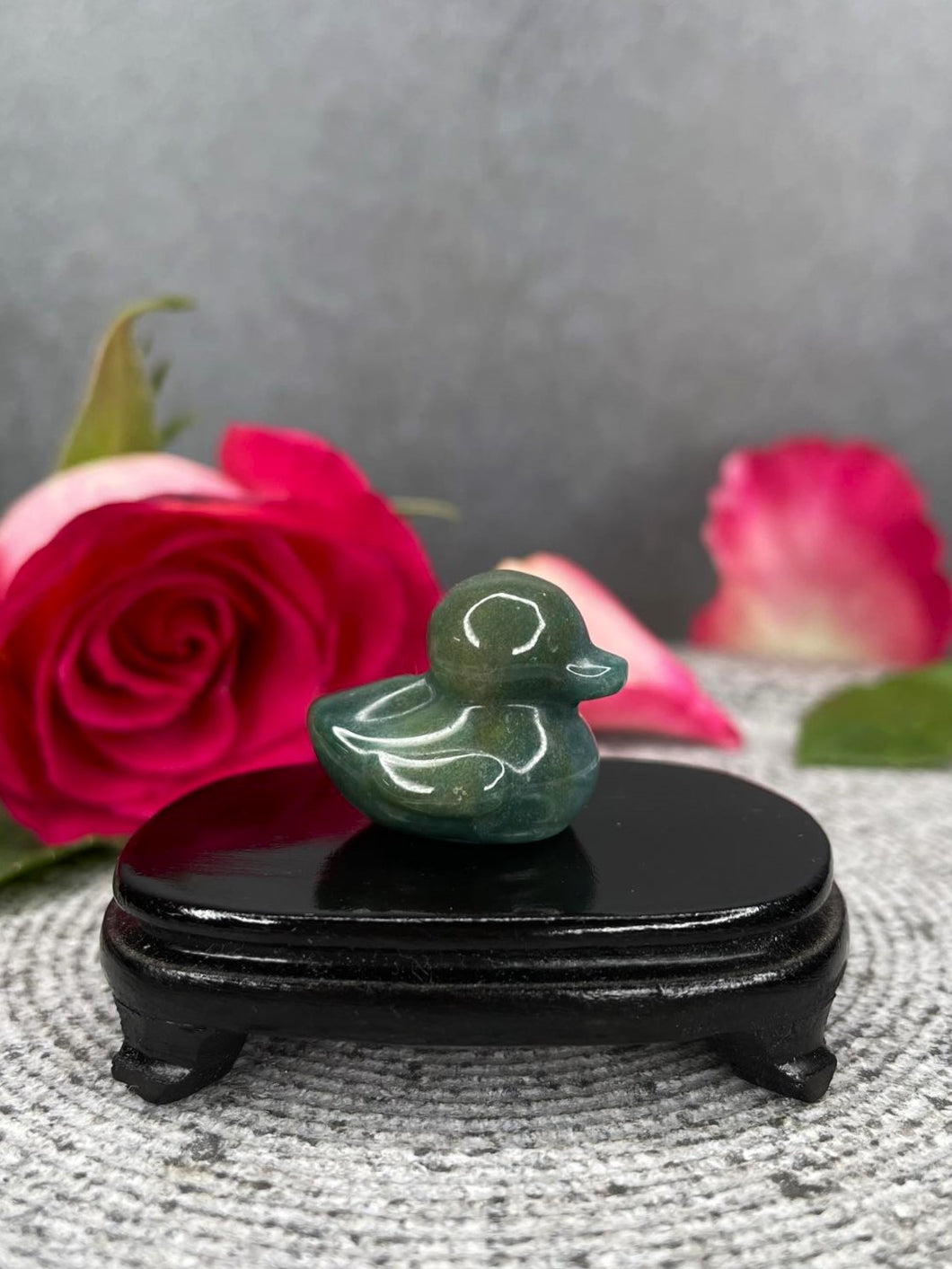 Green Ocean Jasper Crystal Duck Carving