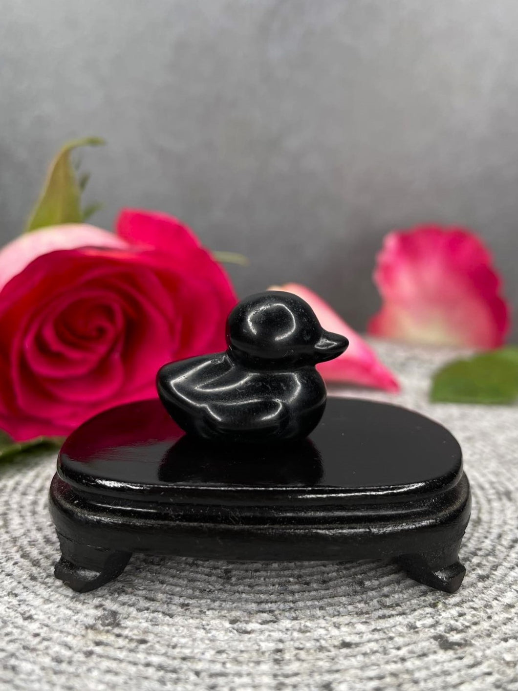 Black Obsidian Crystal Duck Carving