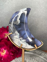 Load image into Gallery viewer, Gorgeous Blue Flower Agate Crystal Crescent Moon
