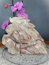 Load image into Gallery viewer, Statement Moonstone Sunstone Crystal Dragon Carving Blue Flash
