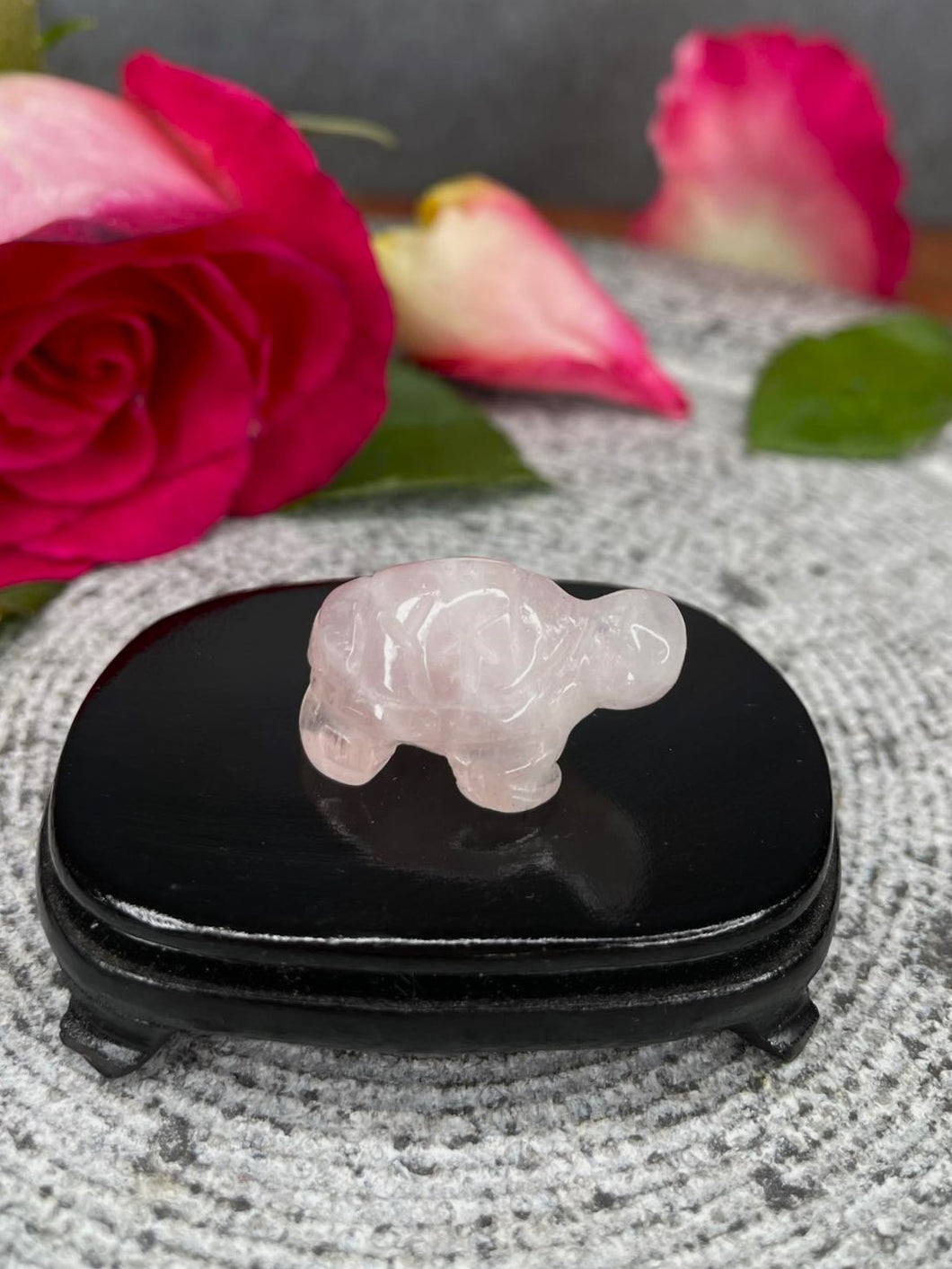 Rose Quartz Tortoise Crystal Carving