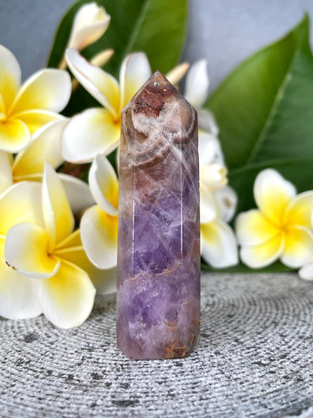 Harmony Mexican Crazy Lace Agate Amethyst Crystal Tower Point