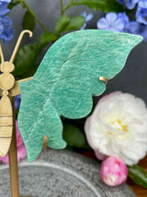 Load image into Gallery viewer, Amazonite Crystal Butterfly Wings On Gold Stand
