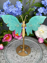 Load image into Gallery viewer, Amazonite Crystal Butterfly Wings On Gold Stand
