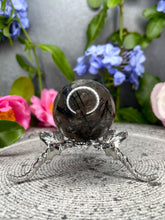 Load image into Gallery viewer, Strength Black Tourmalated Smoky Quartz Crystal Sphere
