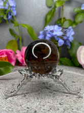Load image into Gallery viewer, Black Tourmalated Smoky Quartz Crystal Sphere With Rainbows
