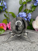 Load image into Gallery viewer, Beautiful Black Tourmalated Quartz Crystal Sphere
