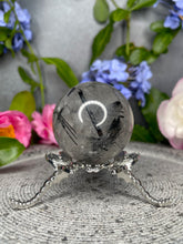 Load image into Gallery viewer, Beautiful Black Tourmalated Quartz Crystal Sphere
