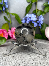 Load image into Gallery viewer, Balance Black Tourmalated Quartz Crystal Sphere
