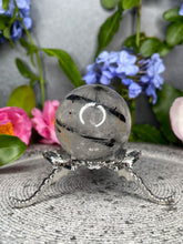 Load image into Gallery viewer, Protection Black Tourmalated Quartz Crystal Sphere

