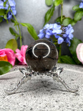 Load image into Gallery viewer, Black Tourmalated Smoky Quartz Crystal Sphere
