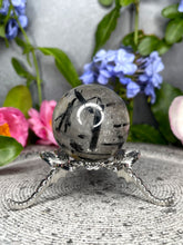 Load image into Gallery viewer, Balance Black Tourmalated Quartz Crystal Sphere
