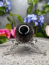 Load image into Gallery viewer, Black Tourmalated Smoky Quartz Crystal Sphere
