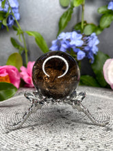Load image into Gallery viewer, Black Tourmalated Smoky Quartz Crystal Sphere With Rainbows
