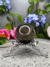 Load image into Gallery viewer, Black Tourmalated Smoky Quartz Crystal Sphere

