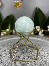 Load image into Gallery viewer, Calming Blue Aragonite Crystal Sphere Carving
