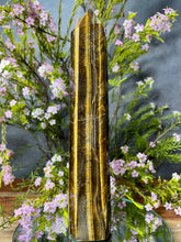 Load image into Gallery viewer, Natural Tiger Eye Crystal Tower Point Chakra Healing
