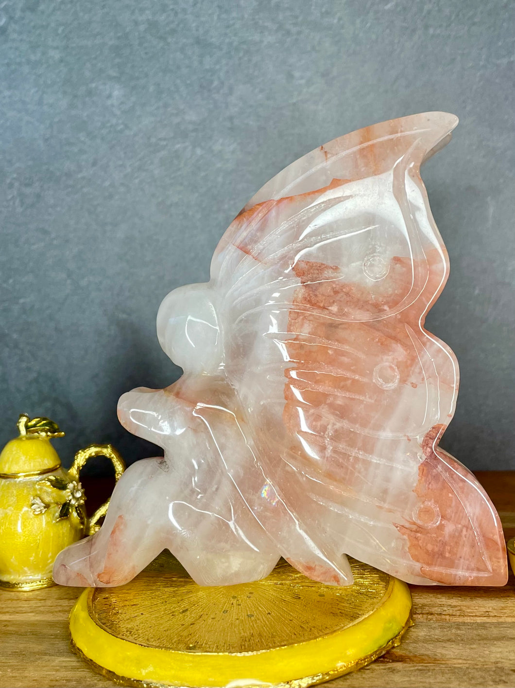Fire Quartz Hematoid Crystal Fairy Carving