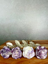 Load image into Gallery viewer, Chevron Dream Amethyst Crystal Rose With Silver Metal Stem
