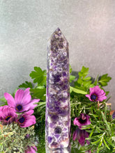 Load image into Gallery viewer, Beautiful Chevron Dream Amethyst Crystal Tower Point
