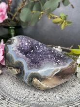 Load image into Gallery viewer, Amethyst Cluster Geode Agate Banding Freeform
