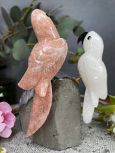 Load image into Gallery viewer, White Jade &amp; Pink Jasper Crystal Birds on Amethyst Cluster Geode
