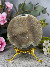Load image into Gallery viewer, Sparkly Green Rainbow Amethyst Sphere
